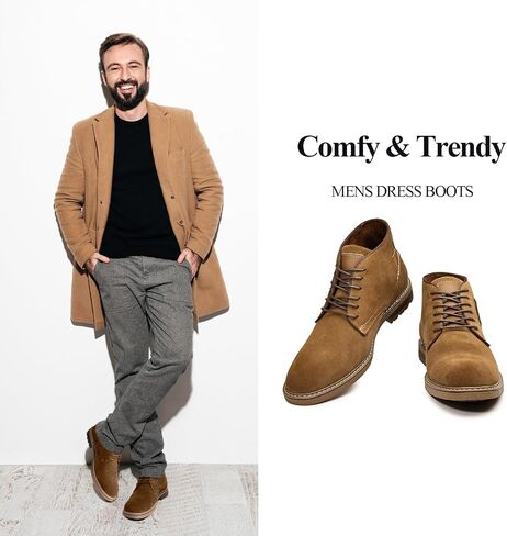 Arkbird Mens Chukka Boots Suede Leather Classic Fashion Casual Ankle Lace-up Dress Boots for Men in Saudi Arabia
