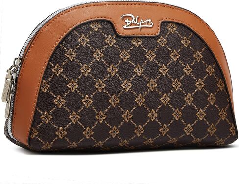 BOYATU Small Makeup Bag for Purse: Cute Cosmetic Bag with Mirror - Waterproof Vegan Leather Make up Bags for Women - Fashion Makeup Pouch for Party (010-coffee) in Kuwait