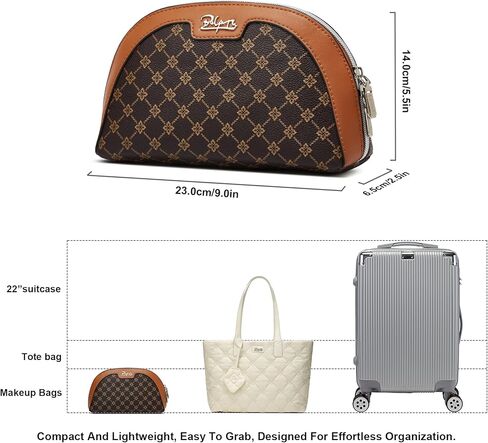 BOYATU Small Makeup Bag for Purse: Cute Cosmetic Bag with Mirror - Waterproof Vegan Leather Make up Bags for Women - Fashion Makeup Pouch for Party (010-coffee) in Kuwait