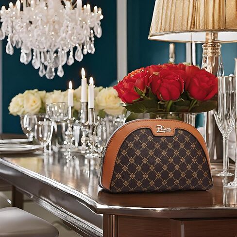 BOYATU Small Makeup Bag for Purse: Cute Cosmetic Bag with Mirror - Waterproof Vegan Leather Make up Bags for Women - Fashion Makeup Pouch for Party (010-coffee) in Kuwait