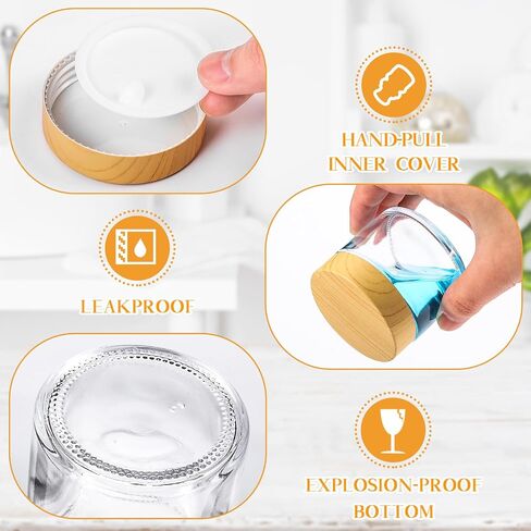 Layhit 24 PCS الجرار الزجاجية مع أغطية صافية الجرار الصغيرة مع أغطية خشبية بلاستيكية ، ملصقات بيضاء وبطانات داخلية حاويات مستحضرات تجميل داخلية للكريمات صنع شمعة المسحوق (2oz/ 60 مل) in Kuwait