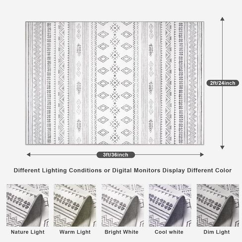Terrug Boho Area Rug for Living Room, Grey 5x7 Washable Rugs with Non Slip Backing for Bedroom, Soft Geomtric Stain Resistant Moroccan Carpet for Dining Room Floor Decor in Saudi Arabia