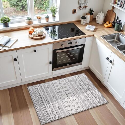 Terrug Boho Area Rug for Living Room, Grey 5x7 Washable Rugs with Non Slip Backing for Bedroom, Soft Geomtric Stain Resistant Moroccan Carpet for Dining Room Floor Decor in Saudi Arabia