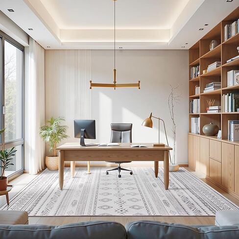 Terrug Boho Area Rug for Living Room, Grey 5x7 Washable Rugs with Non Slip Backing for Bedroom, Soft Geomtric Stain Resistant Moroccan Carpet for Dining Room Floor Decor in Saudi Arabia