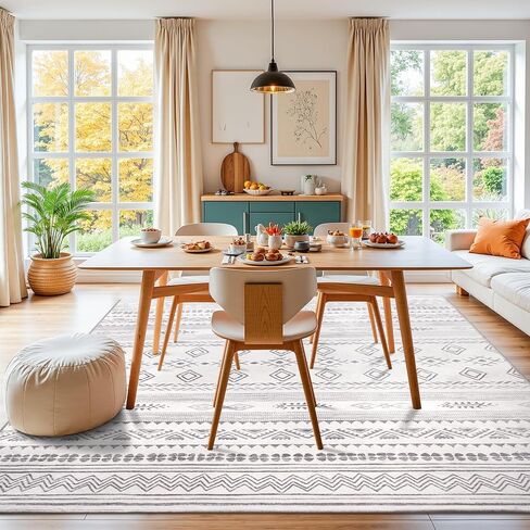 Terrug Boho Area Rug for Living Room, Grey 5x7 Washable Rugs with Non Slip Backing for Bedroom, Soft Geomtric Stain Resistant Moroccan Carpet for Dining Room Floor Decor in Saudi Arabia