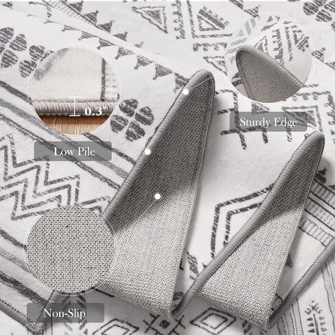 Terrug Boho Area Rug for Living Room, Grey 5x7 Washable Rugs with Non Slip Backing for Bedroom, Soft Geomtric Stain Resistant Moroccan Carpet for Dining Room Floor Decor in Saudi Arabia