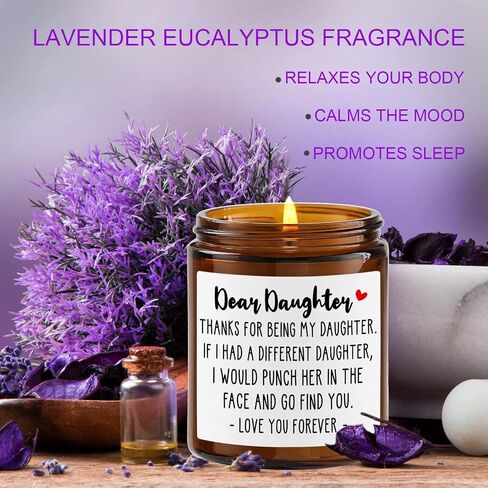 Lavender & Eucalyptus Scented Candle - Funny Daughter Gift for Birthday, Christmas, Graduation, Mother's Day & Wedding in Saudi Arabia