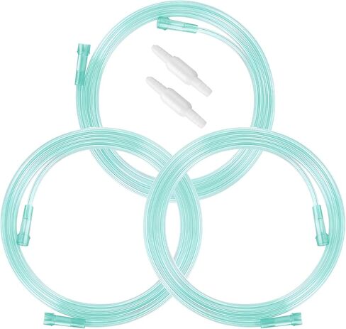 3 Pack Oxygen Tubing with 2pcs Oxygen Tubing Connector - 7Ft Premium Green Crush Resistant Non-Kinking Oxygen Tubes (Clear) in Kuwait