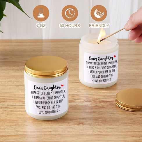 Lavender & Eucalyptus Scented Candle - Funny Daughter Gift for Birthday, Christmas, Graduation, Mother's Day & Wedding in Saudi Arabia