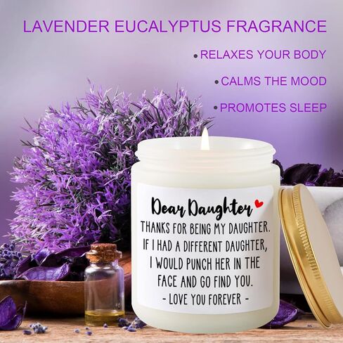 Lavender & Eucalyptus Scented Candle - Funny Daughter Gift for Birthday, Christmas, Graduation, Mother's Day & Wedding in Saudi Arabia