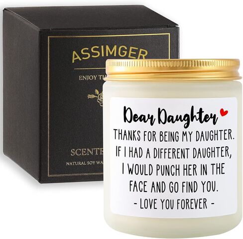 Lavender & Eucalyptus Scented Candle - Funny Daughter Gift for Birthday, Christmas, Graduation, Mother's Day & Wedding in Saudi Arabia