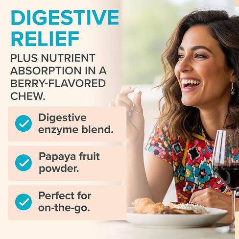 إنزيمات البابايا الصحية من زينوايز قابلة للمضغ مع الإنزيمات الهضمية والبروميلين لصحة الجهاز الهضمي وتخفيف الانتفاخ للنساء والرجال، إنزيمات للهضم وصحة الأمعاء - 30 قيراط in Kuwait