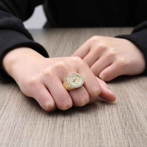 HZMAN Grim Reaper Ring for Men Women Retro Gothic 14K Gold Plated Santa Muerte Rings Wide Open Ring Jewelry Gift in Saudi Arabia