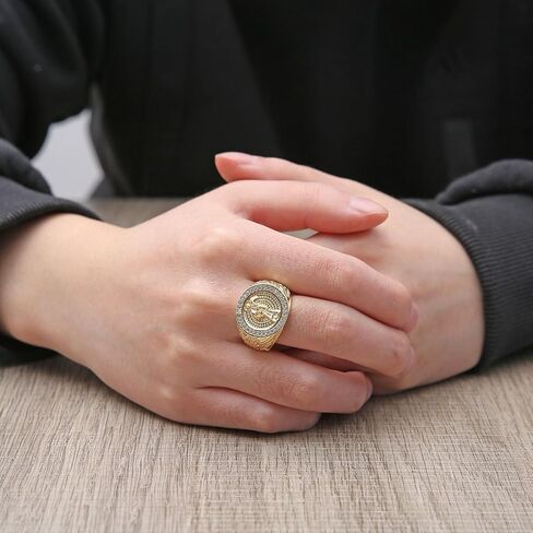 HZMAN Grim Reaper Ring for Men Women Retro Gothic 14K Gold Plated Santa Muerte Rings Wide Open Ring Jewelry Gift in Saudi Arabia