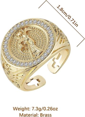 HZMAN Grim Reaper Ring for Men Women Retro Gothic 14K Gold Plated Santa Muerte Rings Wide Open Ring Jewelry Gift in Saudi Arabia