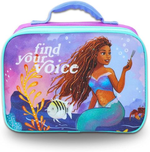 The Little Mermaid Backpack with Lunch Bag Set - Bundle of 16" Ariel Bag, Lunch Box, Bottle, More | Little Mermaid School Supplies for Kids in Saudi Arabia