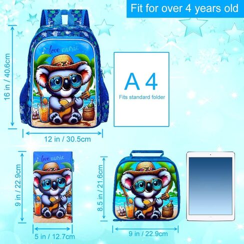 3PCS Boys Backpack, Water Resistant Kids Bookbag Set with Lunch Box, Cute School Bag for Preschool Toddler in Kuwait