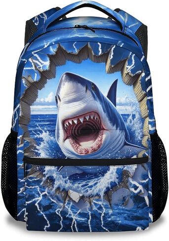 Boys School Backpack for Kindergarten - 17 Inches Shark Bookbag for School, Travel - Shark Backpacks for Kids, Teens in Saudi Arabia