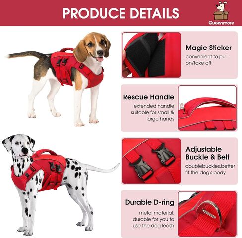 Queenmore Small Dog Life Jacket,Adjustable Small Dog Life Vest for Swimming in Kuwait
