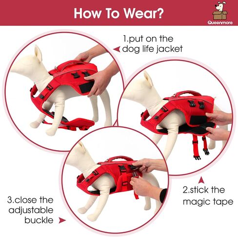 Queenmore Small Dog Life Jacket,Adjustable Small Dog Life Vest for Swimming in Kuwait