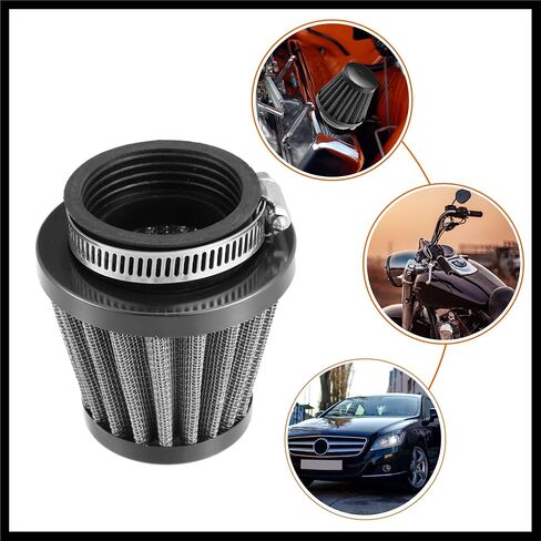 Universal 45mm Air Filter Cleaner Round Tapered Replacement for Motorcycle Black Durable Material in Saudi Arabia