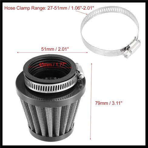 Universal 45mm Air Filter Cleaner Round Tapered Replacement for Motorcycle Black Durable Material in Saudi Arabia