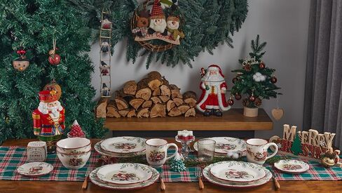 Bico Christmas Gnomes 29oz Ceramic Cereal Bowls, Set of 4, for Pasta, Salad, Cereal, Soup & Microwave & Dishwasher Safe in Kuwait