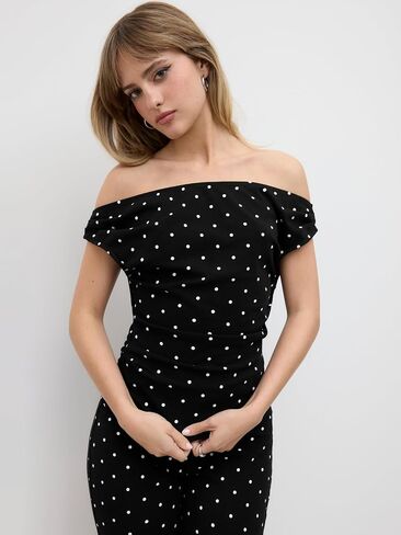 CIDER Tank Tops for Women Off The Shoulder Polka Dot Ruched Knit Top Cute Short Sleeve Going Out Tops in Saudi Arabia