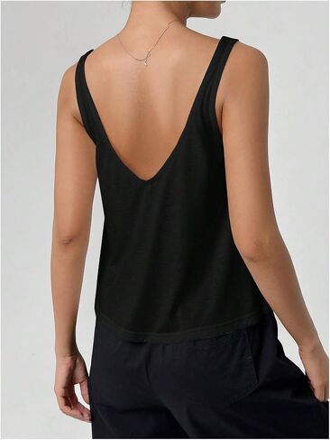 SweatyRocks Women's Flowy Tank Tops V Neck Sleeveless Loose Fit Crop Top in Saudi Arabia