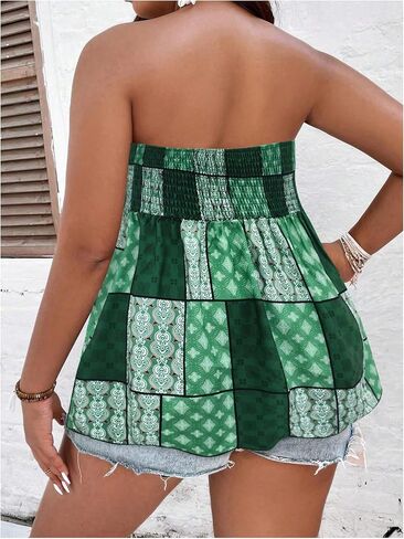 Soly Hux Women's Plus Size Boho Tubs Tops Summeressless Smocked Ruck Hend Tops Tops Summer Summer in Kuwait