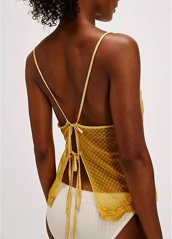Women Lace Trim Cami Spaghetti Strap Deep V Neck Tie Back Slim Fit Basic Going Out Tank Tops Camisole Streetwear in Kuwait