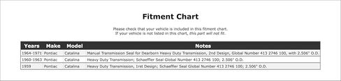 Rear Manual Transmission Seal Compatible With Pontiac Catalina 1971 1970 1969 1968 1967 1966 1965 1964 1963 1962 1961 1960 1959 P-2574017 in Saudi Arabia