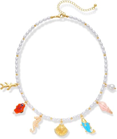 Pearl Choker Necklaces With Multi Beach Charms Shell Conch Starfish Jewelry in Kuwait