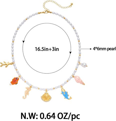 Pearl Choker Necklaces With Multi Beach Charms Shell Conch Starfish Jewelry in Kuwait