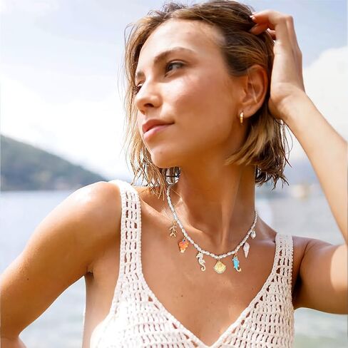 Pearl Choker Necklaces With Multi Beach Charms Shell Conch Starfish Jewelry in Kuwait