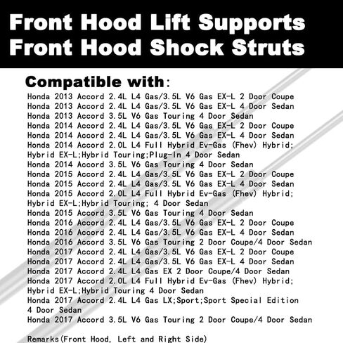 Front Hood Bonnet Lift Supports Shock Struts Compatible with Accord 2008 2009 2010 2011 2012 08 09 10 11 12 Coupe/Sedan Replace 74145TA1305 2-PC Set in Saudi Arabia