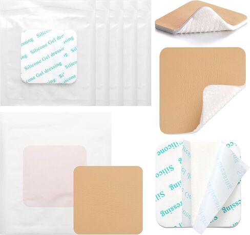 Geiserairailie 20 PCS Silicone Foam Dressing بدون حدود ضمادات لاصق ممتصة للغاية غير محدودة لخوض سرير العناية بالجروح قرحة الساق قرحة السكري (4 × 4 بوصات) in Saudi Arabia