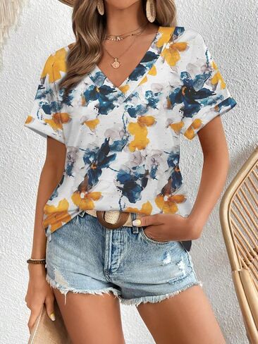 قمصان Athmile v Neck T for Women Summer Tops Sufor in Kuwait
