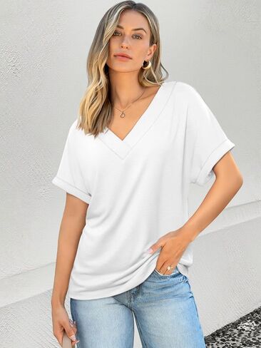 قمصان Athmile v Neck T for Women Summer Tops Sufor in Kuwait