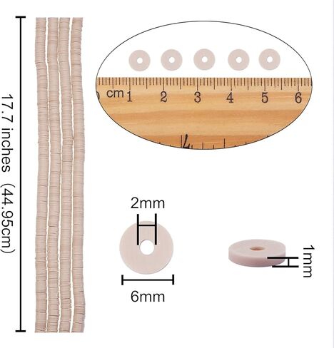 BEEFLYING 4mm Handmade Polymer Clay Heishi Beads Disc Environmental Bead Flat Round Vinyl Beads Loose Spacer Beads for DIY Necklace Jewelry Making (10 Strands) in Kuwait