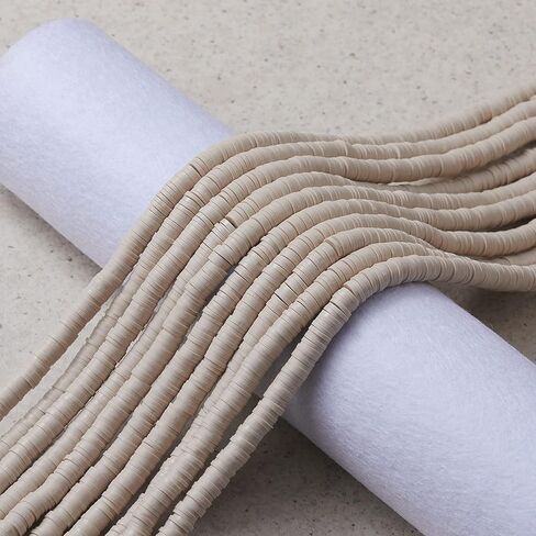 BEEFLYING 4mm Handmade Polymer Clay Heishi Beads Disc Environmental Bead Flat Round Vinyl Beads Loose Spacer Beads for DIY Necklace Jewelry Making (10 Strands) in Kuwait