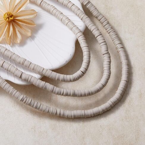 BEEFLYING 4mm Handmade Polymer Clay Heishi Beads Disc Environmental Bead Flat Round Vinyl Beads Loose Spacer Beads for DIY Necklace Jewelry Making (10 Strands) in Kuwait