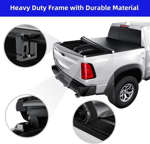 غطاء سرير الشاحنة الناعم المتوافق مع 2019-2025 RAM 1500 New Body (Excl. Classic) | 6'4 "(76") سرير أسود in Kuwait