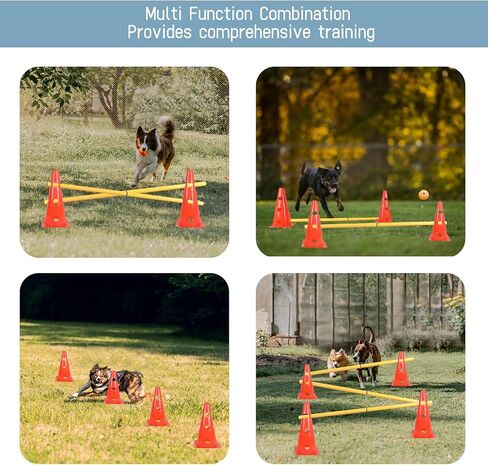 TNZMART Dog Agility Hurdle Cones Pet Jump Training Set Dog Agility Course Backyard Set Adjustable Obstacle Training Set (Orange, 6 Sets) in Kuwait