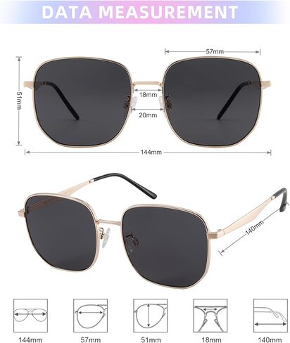 JOOX Trendy Oversized Square Sunglasses for Women Men Classic Metal Hexagon Sun Glasses Ladies UV400 Protection Shades in Kuwait