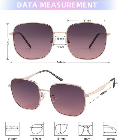 JOOX Trendy Oversized Square Sunglasses for Women Men Classic Metal Hexagon Sun Glasses Ladies UV400 Protection Shades in Kuwait