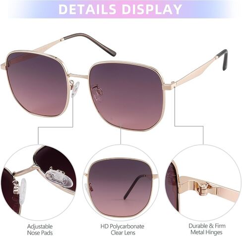 JOOX Trendy Oversized Square Sunglasses for Women Men Classic Metal Hexagon Sun Glasses Ladies UV400 Protection Shades in Kuwait