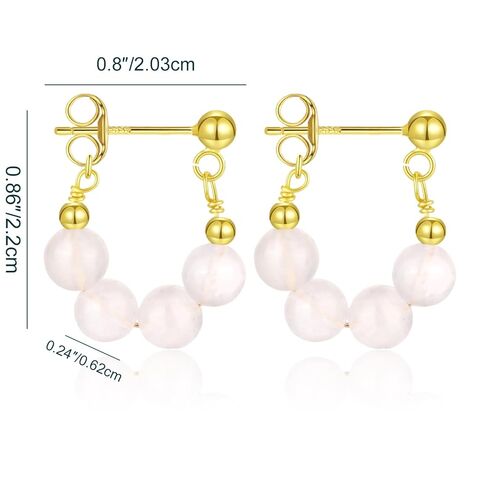 White Moonstone Beaded Hoop Earrings for Women, Moonstone Earrings Handmade Handmade Jewelry for women Anniversary Birthday(925 Sterling Silver with Gold Plated) (White Ghost Crystal) in Saudi Arabia