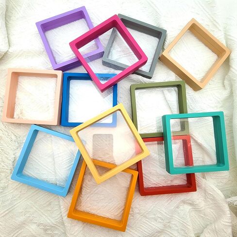 12pcs 3D Floating Frame Display Stand ، صندوق المجوهرات ، صندوق هدايا ، منظم زخرفة ، صندوق مجوهرات سفر صغير ، PE مضاد للأكسدة ، صندوق عرض معلق قابل للتكديس (متعدد الألوان ، 4.33 * 4.33) in Kuwait