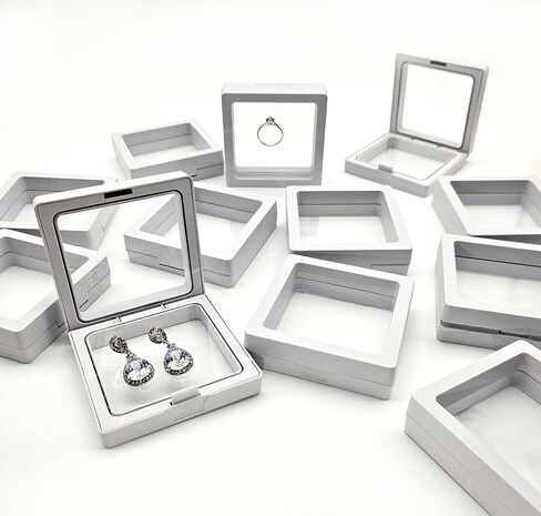 12pcs 3D Floating Frame Display Stand ، صندوق المجوهرات ، صندوق هدايا ، منظم زخرفة ، صندوق مجوهرات سفر صغير ، PE مضاد للأكسدة ، صندوق عرض معلق قابل للتكديس (متعدد الألوان ، 4.33 * 4.33) in Kuwait